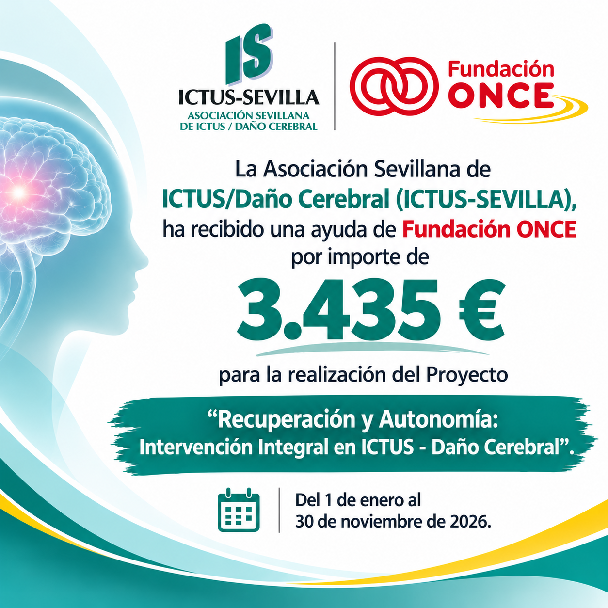 Fundación ONCE concede ayuda para Proyecto Recuperación y autonomía